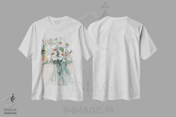تیشرت سفید طرح دار دید گل داوودی I، دکور روستایی اثر ساموئل دیکسون | immage.ir