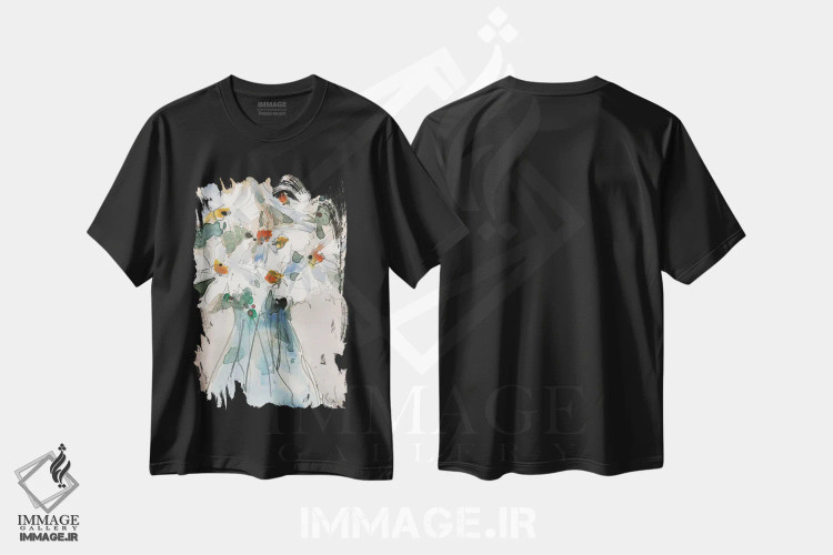 تیشرت مشکی طرح دار دید گل داوودی II، دکور روستایی اثر ساموئل دیکسون | immage.ir