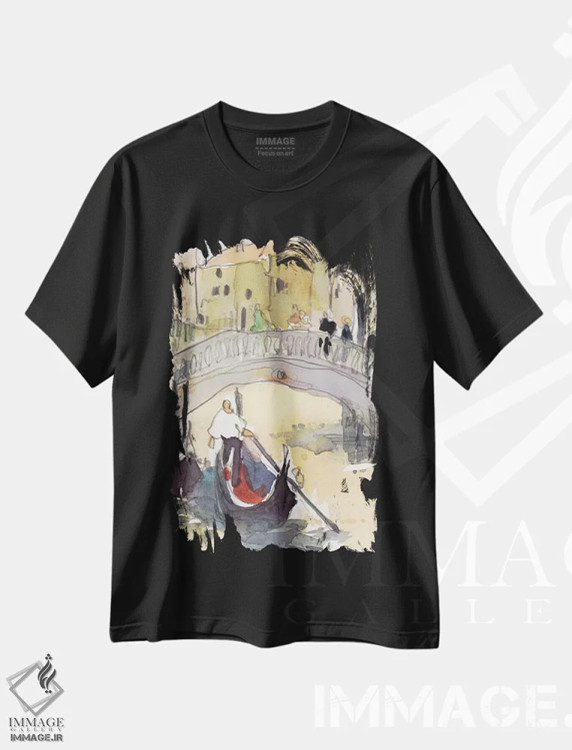 تیشرت مشکی طرح دار ونیز پلن-آیر III، دکور معاصر اثر ساموئل دیکسون | فروشگاه ایماژ