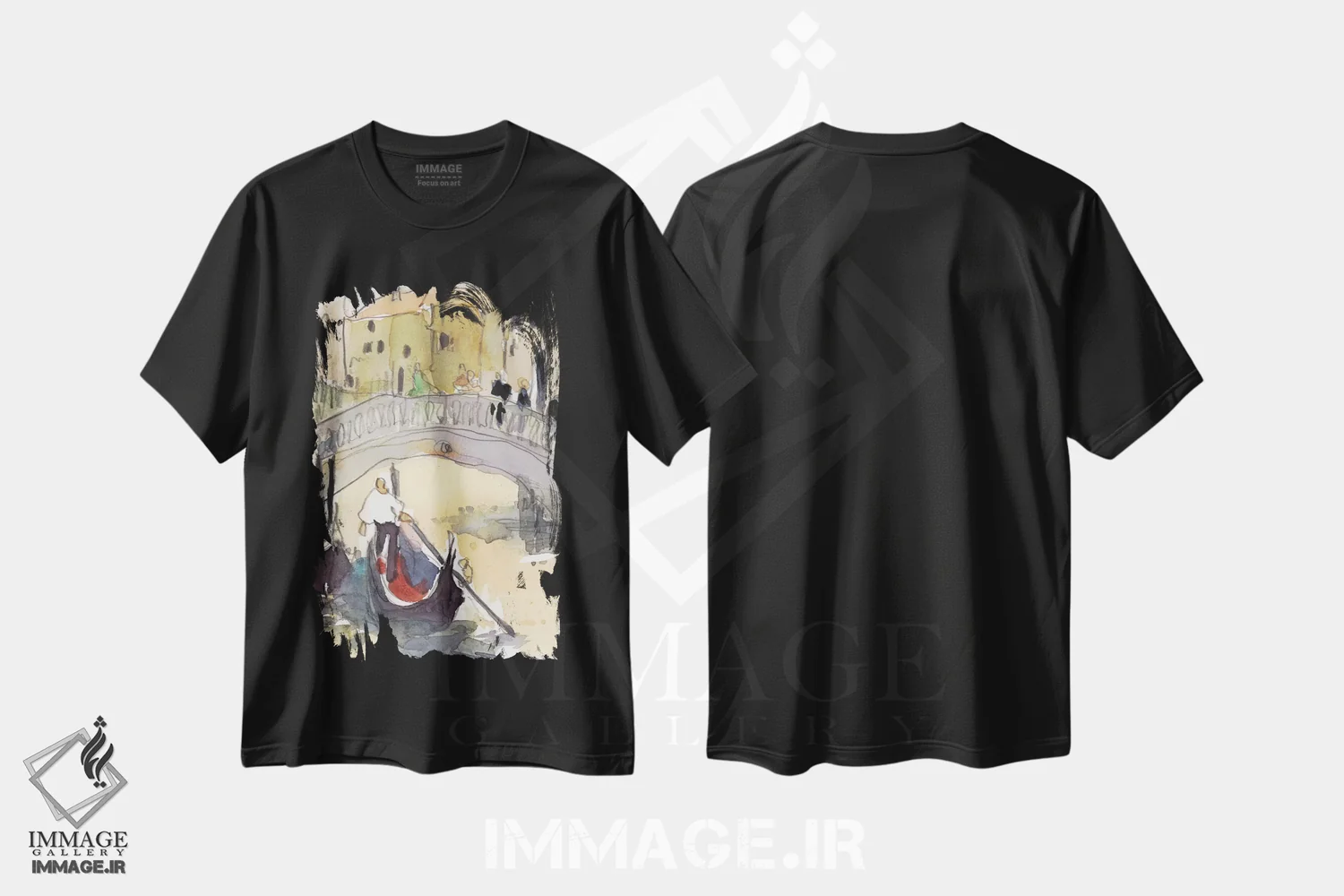 تیشرت مشکی طرح دار ونیز پلن-آیر III، دکور معاصر اثر ساموئل دیکسون | فروشگاه ایماژ