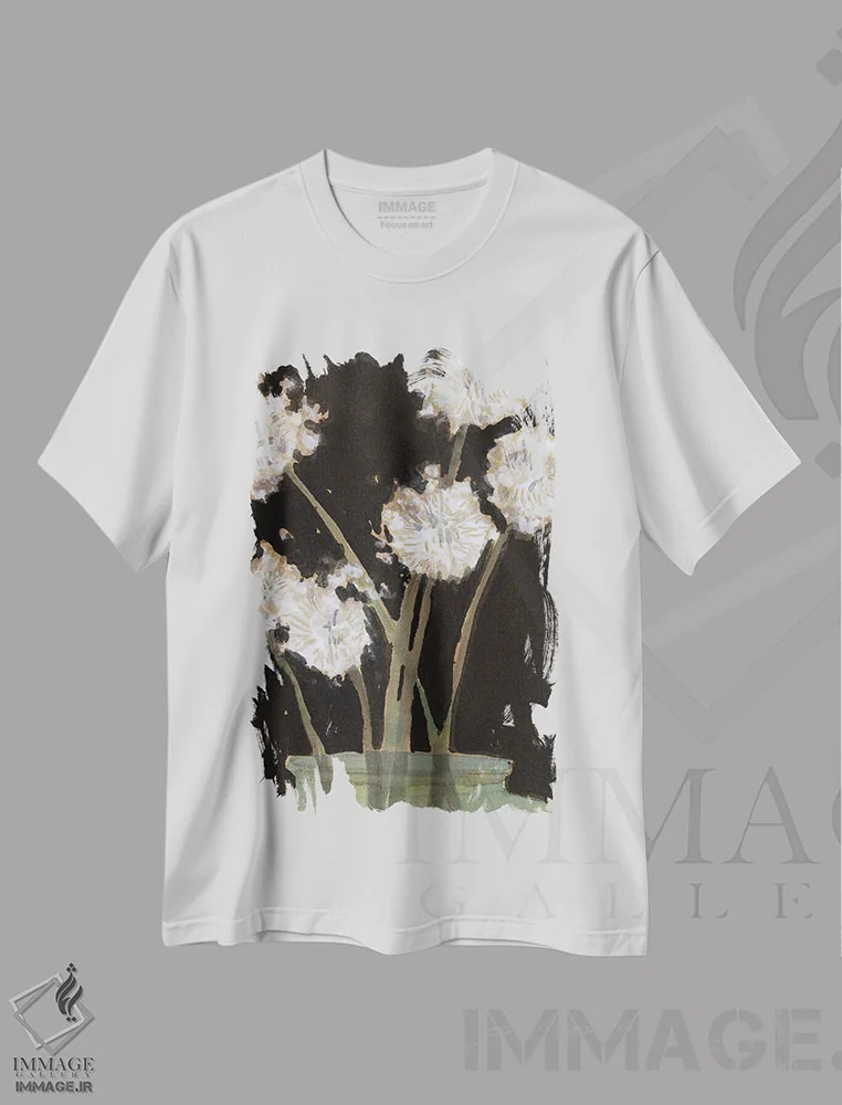 تیشرت سفید طرح دار قاصدک ها II، دکور روستایی اثر ساموئل دیکسون | immage.ir
