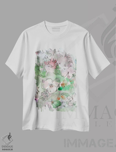 تیشرت سفید طرح دار جزئیات ظریف I، دکور معاصر اثر ساموئل دیکسون | فروشگاه ایماژ