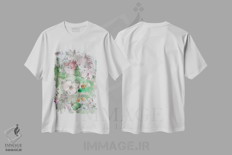 تیشرت سفید طرح دار جزئیات ظریف I، دکور معاصر اثر ساموئل دیکسون | فروشگاه ایماژ
