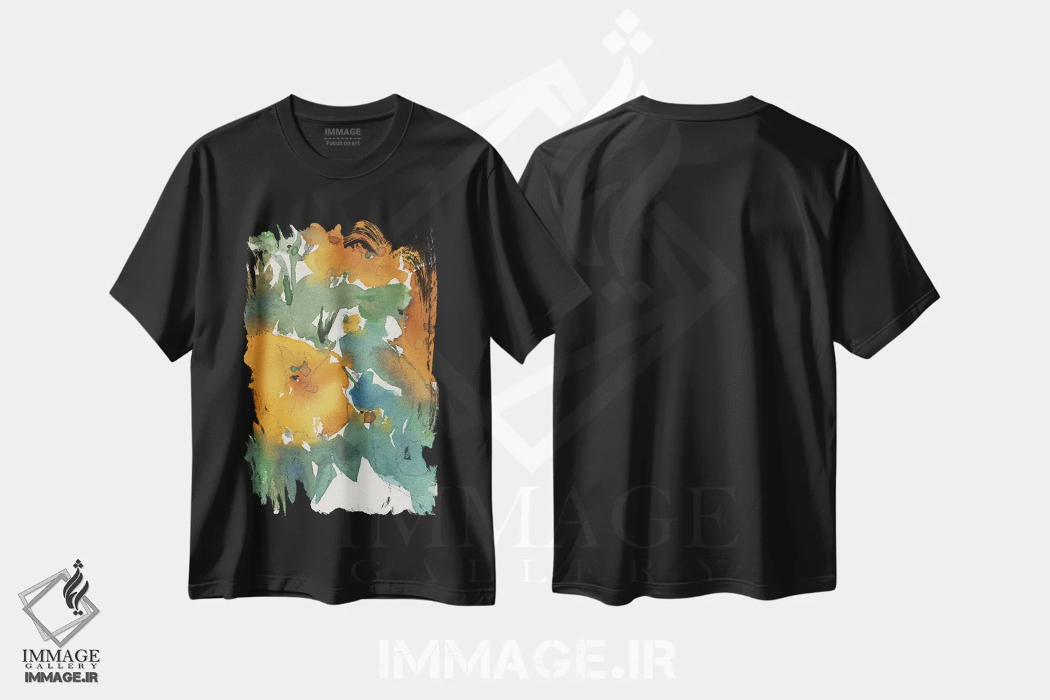 تیشرت مشکی طرح دار غرق شدن در گل ها I، دکور معاصر اثر ساموئل دیکسون | فروشگاه ایماژ