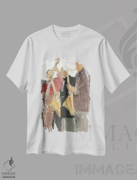 تیشرت سفید طرح دار همه با هم اکنون ۲، دکور معاصر اثر ساموئل دیکسون | فروشگاه ایماژ