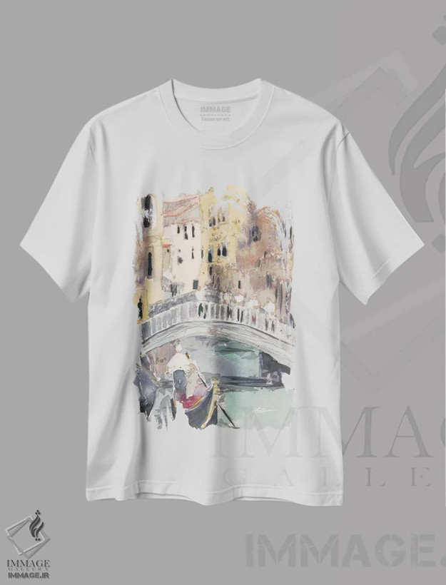تیشرت سفید طرح دار در امتداد کانال ونیز، دکور معاصر اثر ساموئل دیکسون | فروشگاه ایماژ