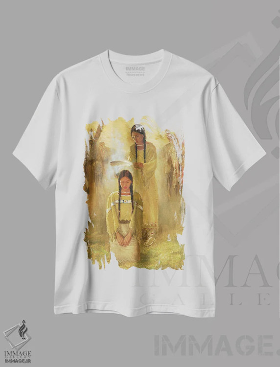 تیشرت سفید طرح دار آیین خواهران، هنر فاخر معاصر اثر دیوید جواکین | immage.ir