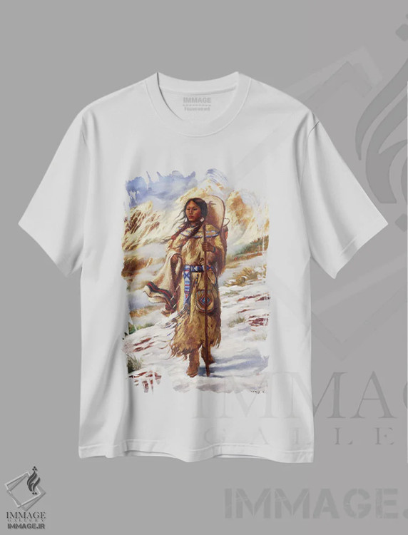 تیشرت سفید طرح دار ساکاژاویا، تزئینی اثر دیوید جواکین | immage.ir