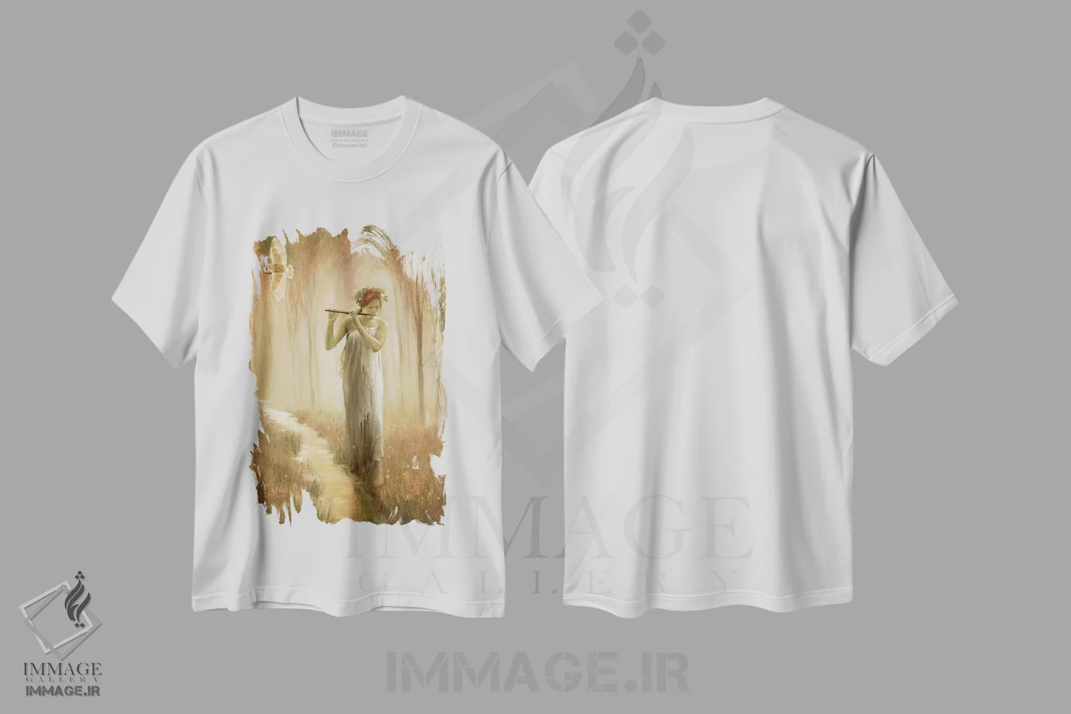 تیشرت سفید طرح دار جویبار آوازخوان، تزئینی اثر دیوید جواکین | فروشگاه ایماژ