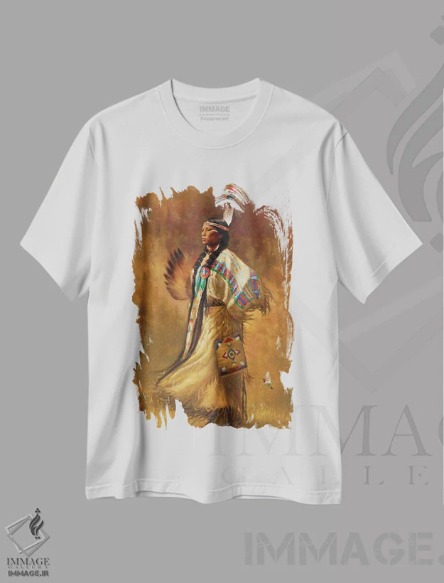 تیشرت سفید طرح دار یاکاما، تزئینی اثر دیوید جواکین | فروشگاه ایماژ