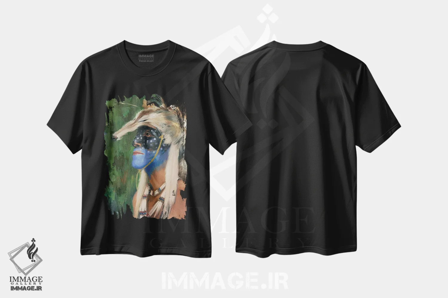 تیشرت مشکی طرح دار کایوت آبی میکا، هنر فاخر معاصر اثر دیوید جواکین | immage.ir
