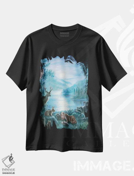 تیشرت مشکی طرح دار راوی داستان، هنر فاخر معاصر اثر دیوید جواکین | فروشگاه ایماژ