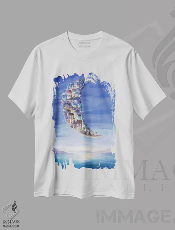 تیشرت سفید طرح دار ماه بر فراز مکزیک، مدیوم اثر دیوید جواکین | فروشگاه ایماژ