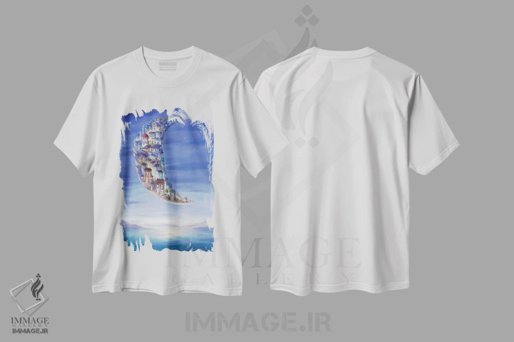 تیشرت سفید طرح دار ماه بر فراز مکزیک، مدیوم اثر دیوید جواکین | فروشگاه ایماژ