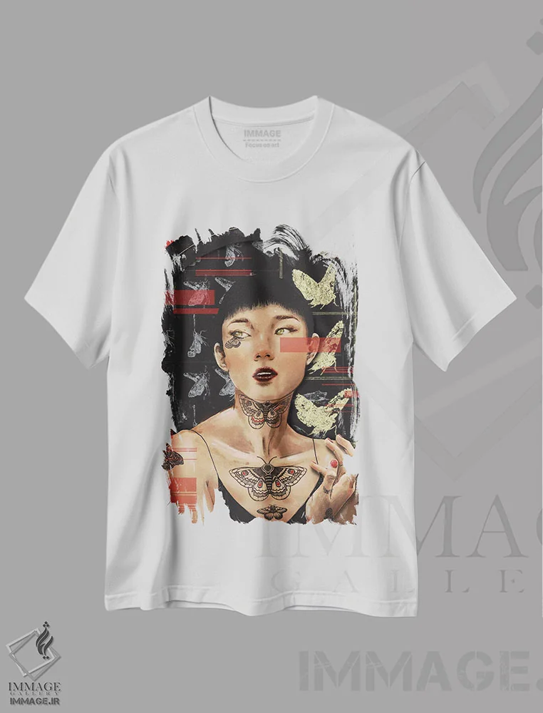 تیشرت سفید طرح دار شب پره، دکوراسیون جایگزین اثر دنیل جیمز اسمیت | immage.ir