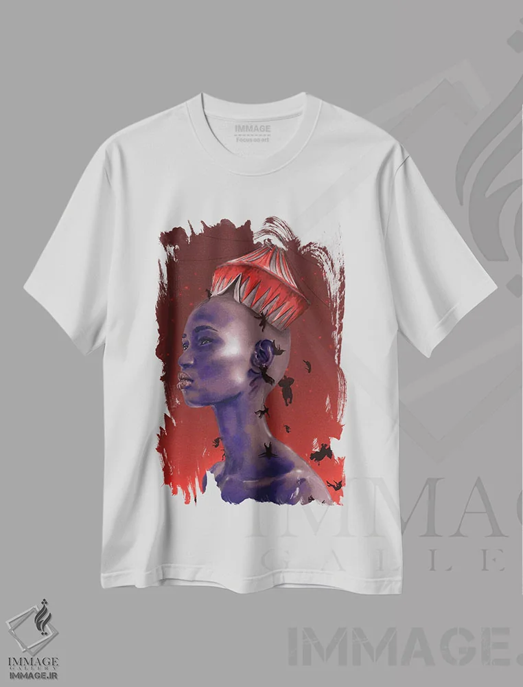 تیشرت سفید طرح دار سیرک، هنر آمریکایی آفریقایی تبار اثر دنیل جیمز اسمیت | immage.ir