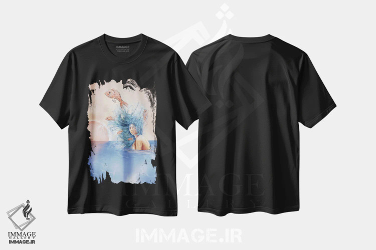 تیشرت مشکی طرح دار ماهی سالمون، دکوراسیون جایگزین اثر دنیل جیمز اسمیت | immage.ir