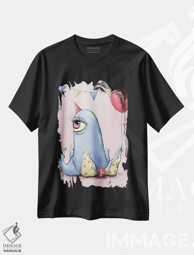 تیشرت مشکی طرح دار به خود پیچیدن، دکوراسیون جایگزین اثر دنیل جیمز اسمیت | فروشگاه ایماژ