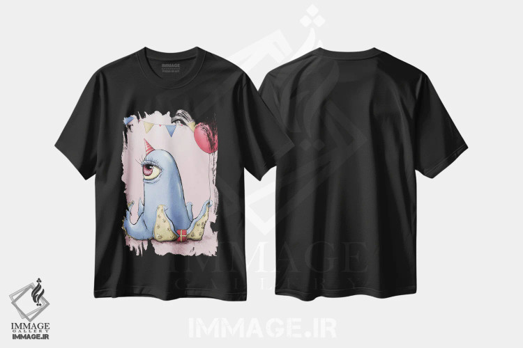 تیشرت مشکی طرح دار به خود پیچیدن، دکوراسیون جایگزین اثر دنیل جیمز اسمیت | فروشگاه ایماژ