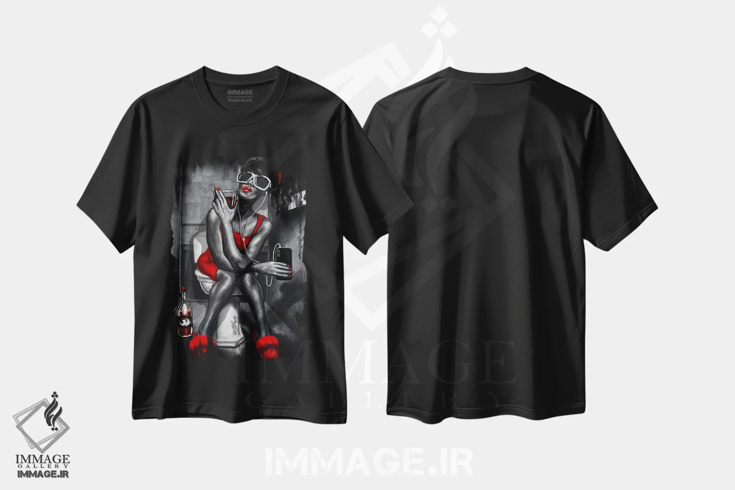 تیشرت مشکی طرح دار فرار او، هنر آمریکایی آفریقایی تبار اثر دیان جی | فروشگاه ایماژ