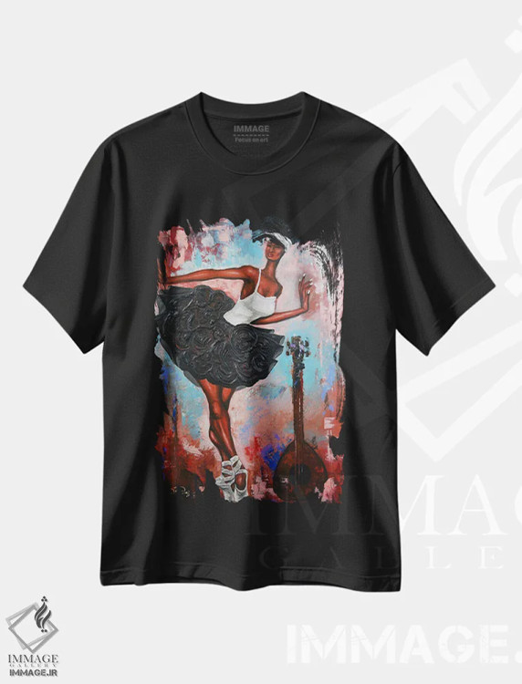 تیشرت مشکی طرح دار بانوی وقار، هنر آمریکایی آفریقایی تبار اثر دیان جی | immage.ir