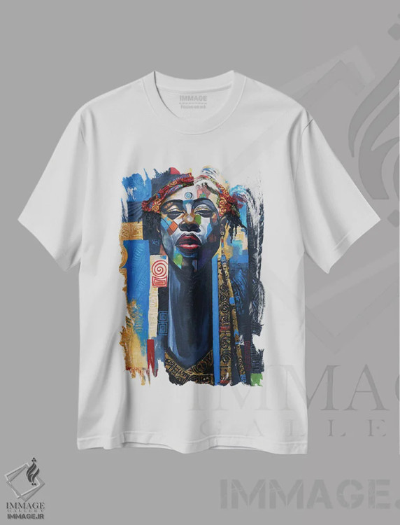 تیشرت سفید طرح دار زینت بخش زیبا، هنر آمریکایی آفریقایی تبار اثر دیان جی | immage.ir