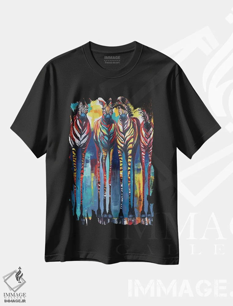 تیشرت مشکی طرح دار استار باشکوه، هنر فاخر معاصر اثر دیان جی | فروشگاه ایماژ