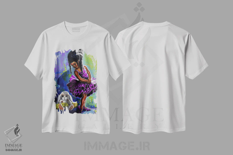 تیشرت سفید طرح دار رقصنده باله در حال تمرین، هنر آمریکایی آفریقایی تبار اثر دیان جی | فروشگاه ایماژ