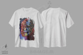 تیشرت سفید طرح دار ترکیب چهره ها، هنر آمریکایی آفریقایی تبار اثر دیان جی | فروشگاه ایماژ