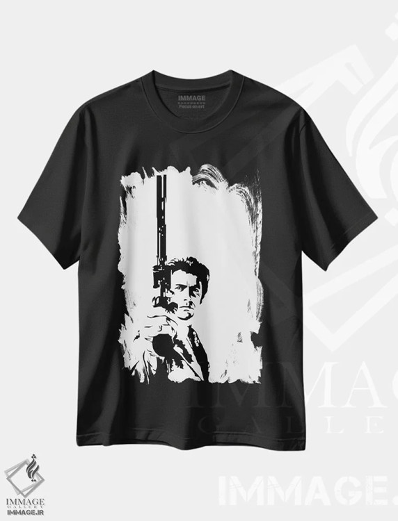 تیشرت مشکی طرح دار هری کثیف، هنر تزئینی سیاه و سفید اثر دراپ کیک آرت | immage.ir