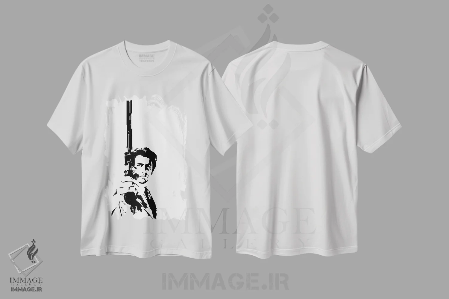 تیشرت سفید طرح دار هری کثیف، هنر تزئینی سیاه و سفید اثر دراپ کیک آرت | فروشگاه ایماژ