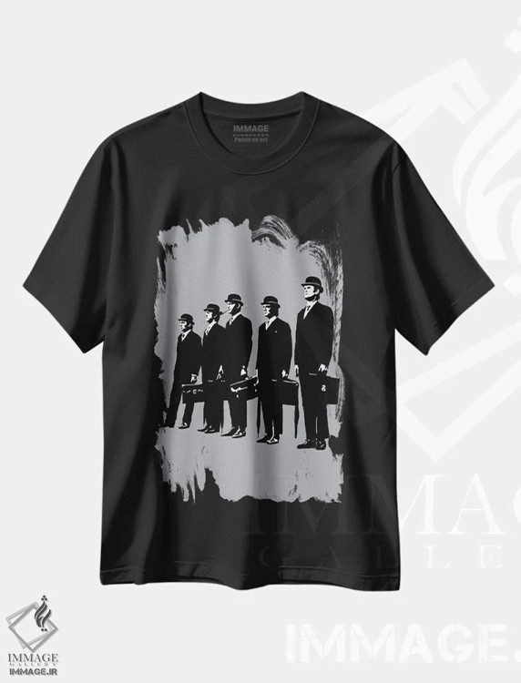 تیشرت مشکی طرح دار گروه کمدی مانتی پایتون، تزئینی اثر دراپ کیک آرت | فروشگاه ایماژ