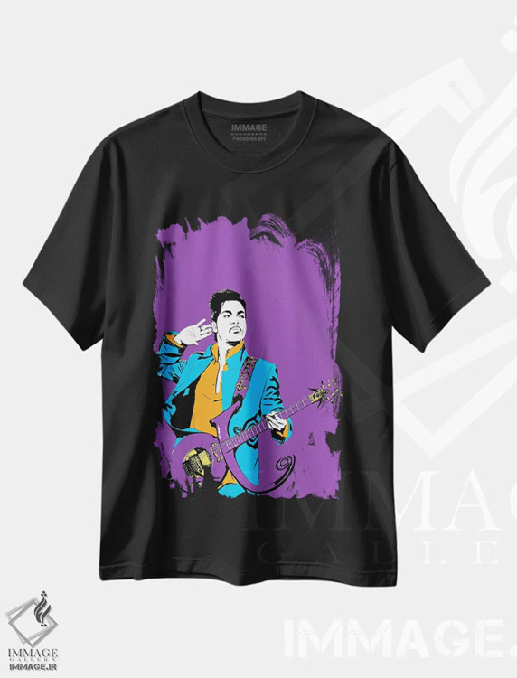تیشرت مشکی طرح دار پرینس، هنر آمریکایی آفریقایی تبار اثر دراپ کیک آرت | immage.ir