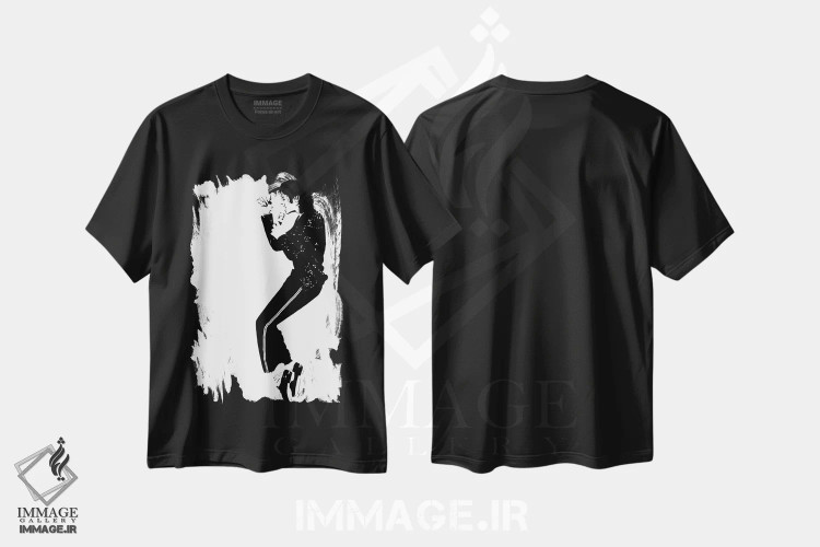 تیشرت مشکی طرح دار مایکل جکسون، هنر آمریکایی آفریقایی تبار اثر دراپ کیک آرت | immage.ir