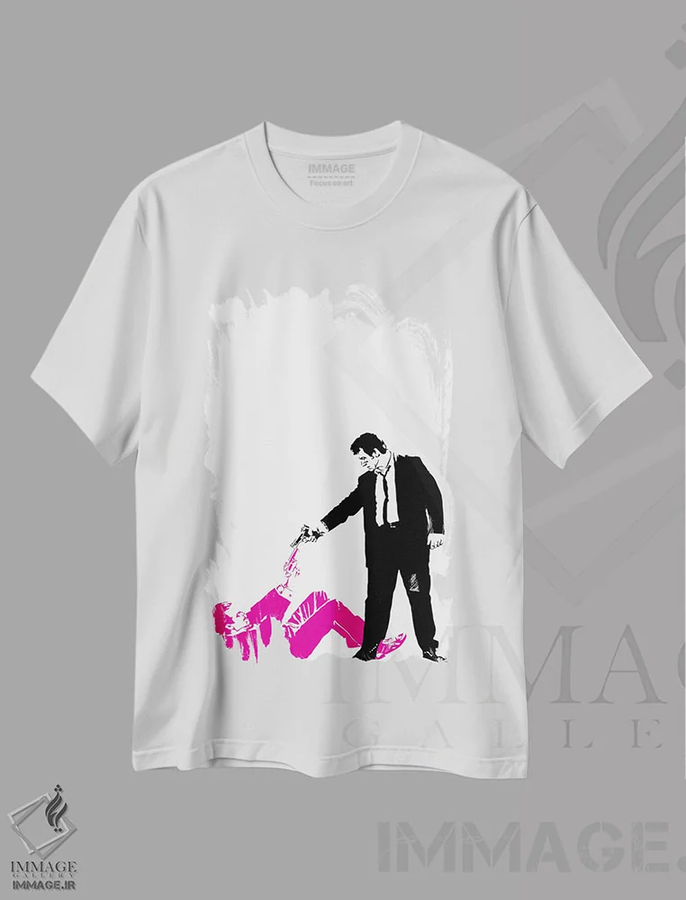 تیشرت سفید طرح دار سگ های انباری، تزئینی اثر دراپ کیک آرت | immage.ir