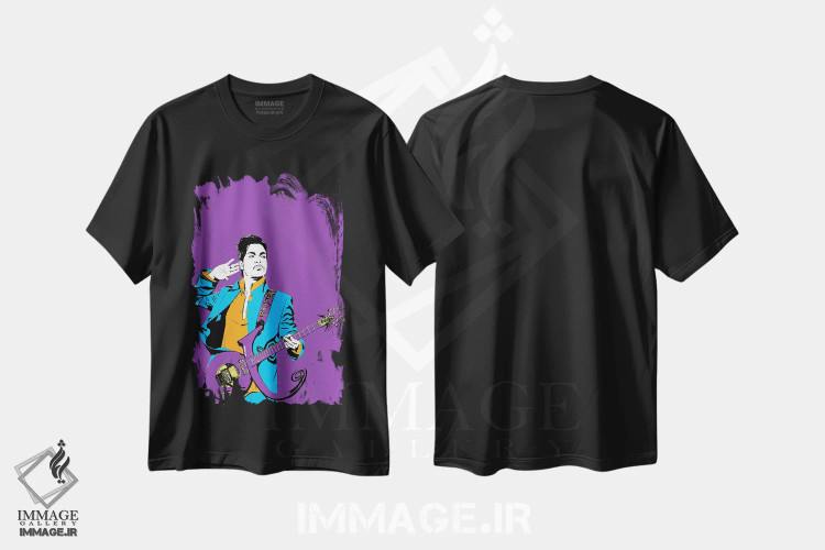 تیشرت مشکی طرح دار پرینس، هنر آمریکایی آفریقایی تبار اثر دراپ کیک آرت | immage.ir