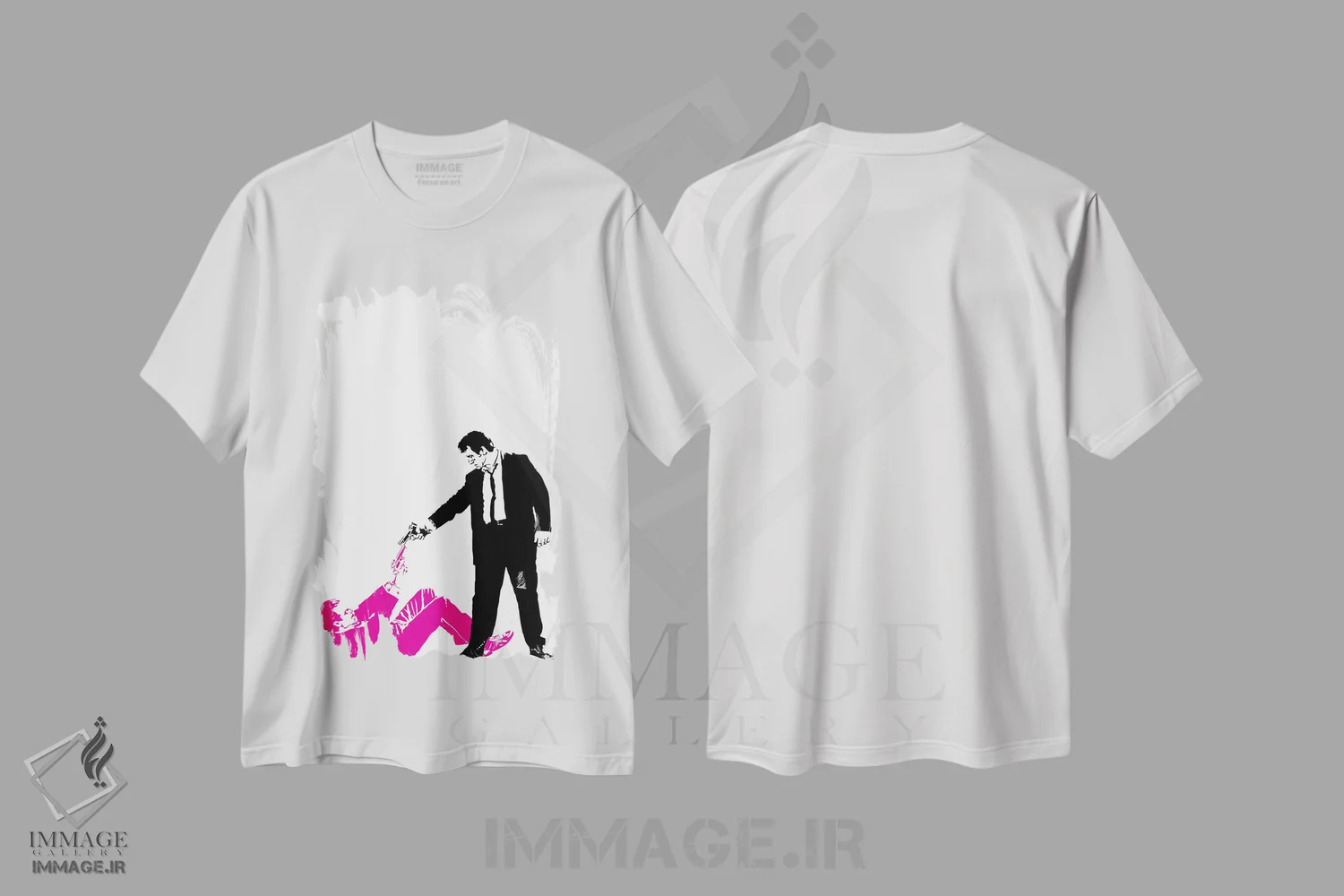 تیشرت سفید طرح دار سگ های انباری، تزئینی اثر دراپ کیک آرت | immage.ir