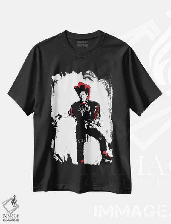 تیشرت مشکی طرح دار روفیو، تزئینی اثر دراپ کیک آرت | immage.ir