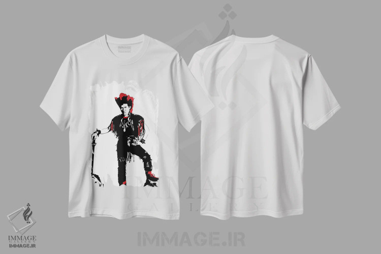 تیشرت سفید طرح دار روفیو، تزئینی اثر دراپ کیک آرت | فروشگاه ایماژ
