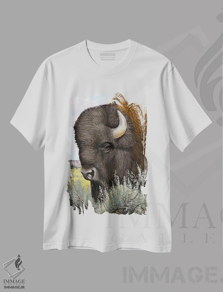 تیشرت سفید طرح دار سلطان دشت ها، هنر فاخر معاصر اثر درک هانسن | فروشگاه ایماژ