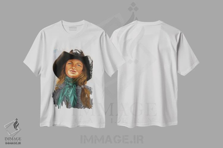 تیشرت سفید طرح دار مریم مقدس مُرغزار، هنر فاخر معاصر اثر درک هانسن | immage.ir