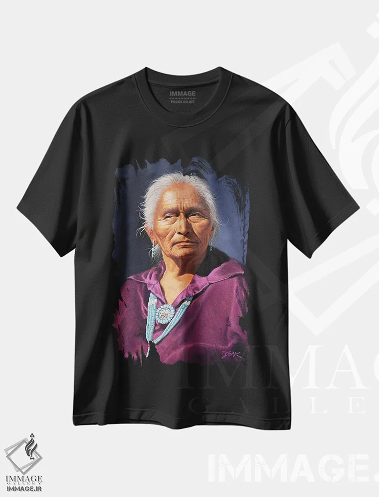 تیشرت مشکی طرح دار مادرسالار، هنر فاخر معاصر اثر درک هانسن | فروشگاه ایماژ