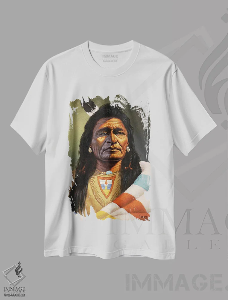 تیشرت سفید طرح دار سینهٔ جدید، هنر فاخر معاصر اثر درک هانسن | فروشگاه ایماژ