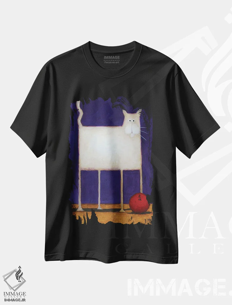 تیشرت مشکی طرح دار دردسر، هنر فاخر معاصر اثر دنیل پاتریک کس لر | immage.ir