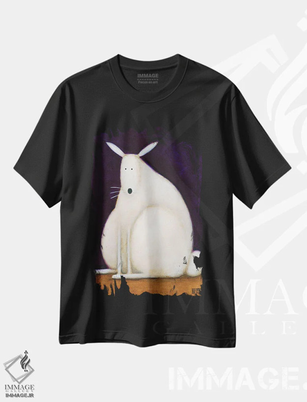 تیشرت مشکی طرح دار خرگوش، هنر فاخر معاصر اثر دنیل پاتریک کس لر | فروشگاه ایماژ