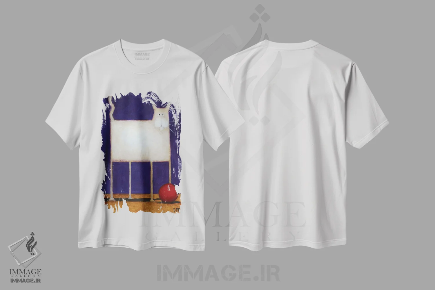 تیشرت سفید طرح دار دردسر، هنر فاخر معاصر اثر دنیل پاتریک کس لر | فروشگاه ایماژ