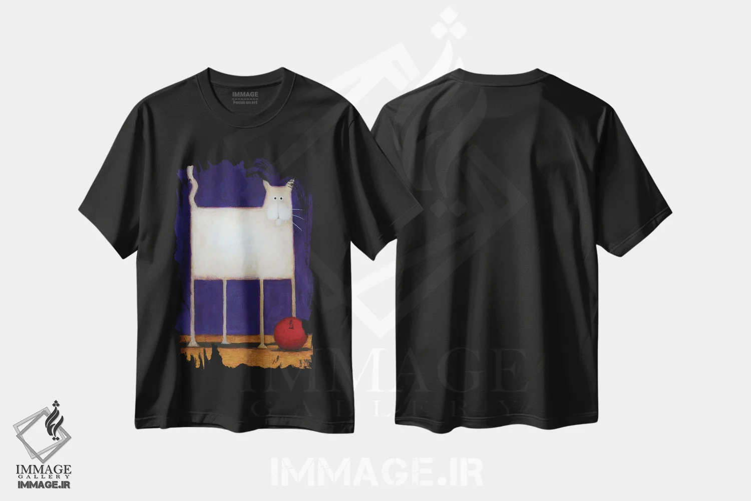 تیشرت مشکی طرح دار دردسر، هنر فاخر معاصر اثر دنیل پاتریک کس لر | immage.ir