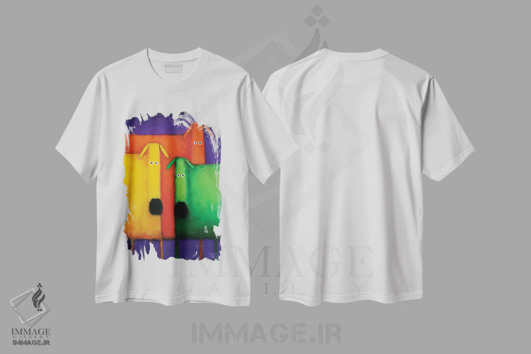 تیشرت سفید طرح دار جشن تنوع دو، هنر فاخر معاصر اثر دنیل پاتریک کس لر | فروشگاه ایماژ