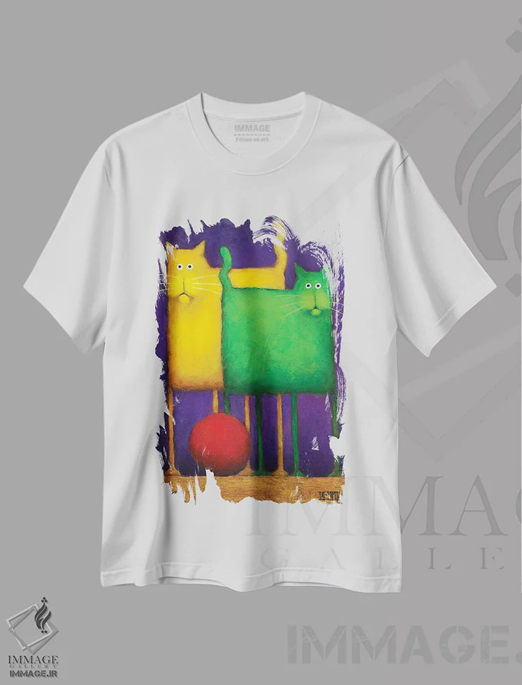 تیشرت سفید طرح دار دردسر دو برابر یک، هنر فاخر معاصر اثر دنیل پاتریک کس لر | فروشگاه ایماژ