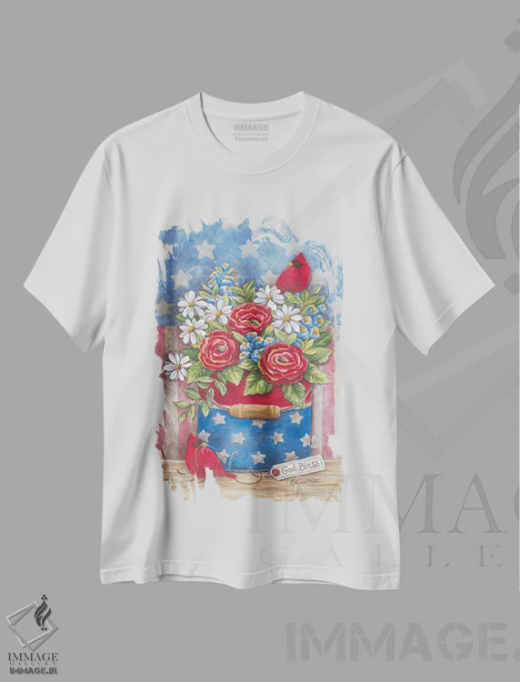 تیشرت سفید طرح دار آمریکا؛ زیبا، تزئینی اثر دایان کاتر | immage.ir